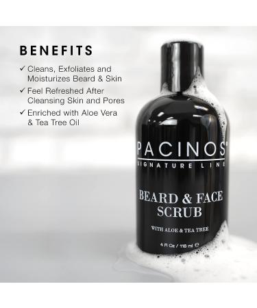 Pacinos Beard and Face Scrub Shave System - Organic 4 fl. oz. with Aloe Vera and Tea Tree Extract | Removes Impurities Naturally - Buy Online on GoSupps.com