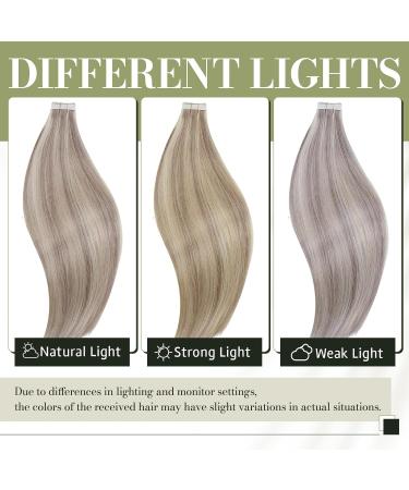 Runature Dark Ash Blonde & Platinum Blonde Tape In Real Hair Extensions - 35cm (14 inch) 50g 20 Pieces #19AP60 - Buy Online on GoSupps.com