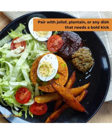  Aftrad Village Kitchen Aftrad Village Kitchen MILD 150g - A Ghanaian chili sauce made with smoked fish and shrimp. A delicious condiment for all cooked meals. It can be used as a sauce spread or dip. - Buy Online on GoSupps.com