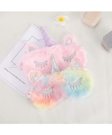 Quadow Unicorn Sleeping Mask 2 Pack - Soft Plush Blindfold for Girls, Cute Unicorn Design - Kids Sleep Aid - Buy Online on GoSupps.com