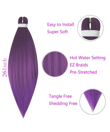 Buy Pre Stretched Braiding Hair 66cm | Synthetic Extensions for Crochet Twists - HAAR PIRTS EZ Braids in Lila - 90g - Buy Online on GoSupps.com