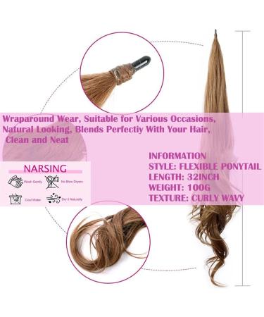 32inch Synthetic Ponytail Hair Extensions Long Layered Wave Curly Ponytail Flexible Wrap Around Fake Tail Hair Extensions Natural Curly Hairpiece (Color : P4-27) - Buy Online on GoSupps.com