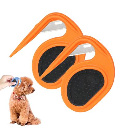 Dog comb for pets open knots comb for hair fur hair fur care trimmer pet comb puppy brush 2 pieces in orange unit size