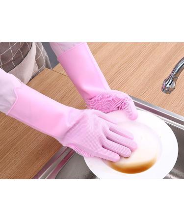 Dishwashing Silicone Gloves Kitchen Brush Gloves Car Wash Gloves Cleaning Gloves Cleaning Hygiene Gloves (pink) - Buy Online on GoSupps.com