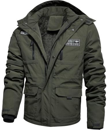 Hanxiulin Men's Oversized Fleece Jacket - Warm Hooded Sweatshirt Coat in Green (5XL) | Winter Transition Sweater - Buy Online on GoSupps.com