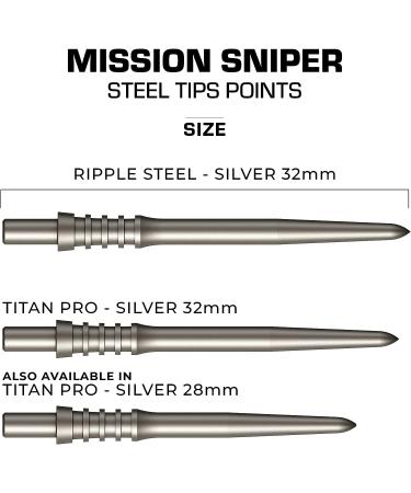 Mission Darts Sniper Points Titan Pro | Steel Tip Replacement Points | 32mm Silver | Multiple Colors & Sizes - Buy Online on GoSupps.com
