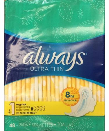 Always Ultra Thin Regular Pads with Wings 48 Count (Pack of 1)