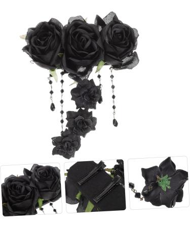Ipetboom Rose Hair Clip Halloween Hair Accessories Women's Hair Clips Cosplay Hair Accessories Party Hair Accessories Black Headband Tiara Gothic Black Rose Hairpin Gothic Hairpin Girl Gel - Buy Online on GoSupps.com