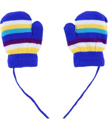 ANGELA & WILLIAM Kids' Knit Striped Mitten with Keeper String - Blue - Buy Online on GoSupps.com