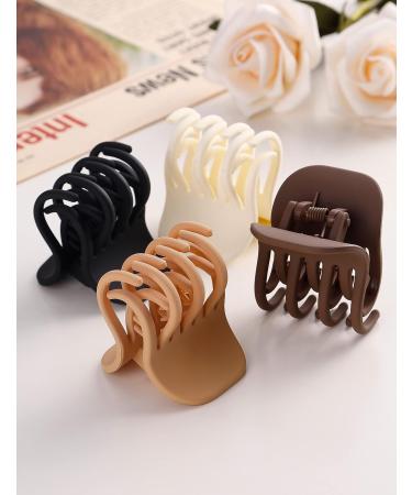 Toderoy 4 PCS Medium Size Non-slip Matte Octopus Claw Hair Clips for Women - Double Row Teeth Jaw Clips - Neutral Color - Buy Online on GoSupps.com