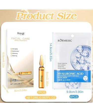 Henjunu Hyaluron serum ampoules face 7 x 2 ml + hyaluron mask 6 pieces serum ampoules for the face hyaluron hydrogel mask ampoule concentrates facial care suitable for all skin types G06 - Buy Online on GoSupps.com