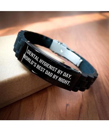 Dental Hygienist Bracelet - World's Best Dad Adjustable Gift | Funny Mother's Day Present for Kids - Black Glidelock Clasp - Buy Online on GoSupps.com