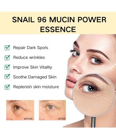 Tongyend Snail Mucin Serum Snail Mucus 96% Repair Essence Snail Mucin Moisturiser of Hyaluronic Acid Lightweight-Hydrating Serum Reduce Wrinkles&Skin Moisture& Glow Face for Woman - Buy Online on GoSupps.com