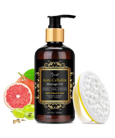 Anti Cellulite Massage Oil with Massager Collagen and Stem Cell Skin Tightening Oil Natural Cellulite Remover for Legs & Butt Skin Therapy Oil for Cellulite & Stretch Mark (8 Fl Oz)