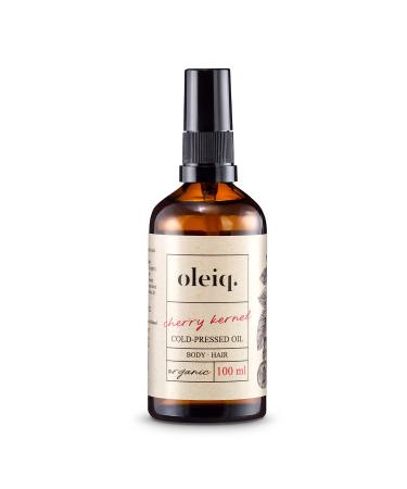 OLEIQ cherry kernel oil. Skin care oil for face body and hair. Vegan natural cosmetics for women and men. Size 100 ml