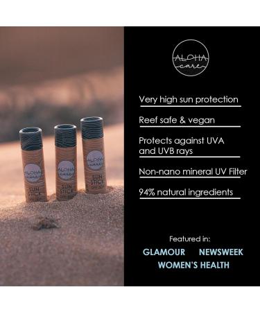  Aloha Care Aloha Sun Stick SPF 50+ | Mineral facial sunscreen for surfing | Eco Paper Stick 20 g (purple) - Buy Online on GoSupps.com