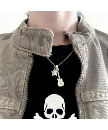 Oralgo Guitar Star Collarbone Chain Necklace | Adjustable Metal Music-Inspired Jewelry for Women - Buy Online on GoSupps.com