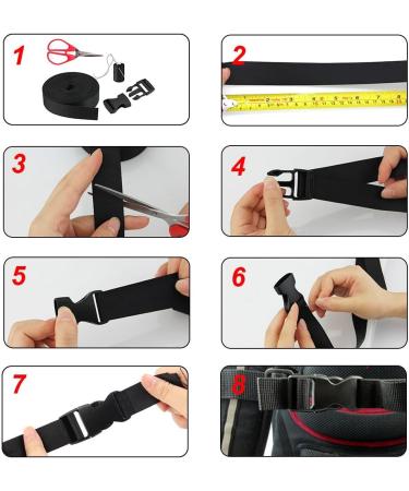 Golrisen 10 Yard Nylon Belt Strap - 25mm Luggage Straps with Buckle & 6 Pairs of Plastic Clips for Travel Camping Hiking - Durable Black Nylon Packaging Straps - Buy Online on GoSupps.com