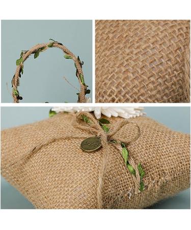 Flueyer 2Pcs Flower Girl Basket Burlap Jute Basket with Handle Woven Storage Basket for Home Wedding Garden Decoration - Buy Online on GoSupps.com