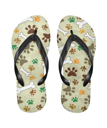 Mnsruu Dog Paw Print Flip Flops Home Hotel Spa Bedroom Travel XS for Men Women