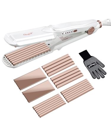 CCKEYIN crepe iron for hair 3 in 1 hair straightener smooth iron ceramic multi -style smooth iron set wave iron temperature control smooth and hair crimper white - Buy Online on GoSupps.com