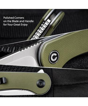 CIVIVI Elementum Folding Pocket Knife - 2.96 D2 Satin Blade, Green G-10 Handles (C907E) - Buy Online on GoSupps.com
