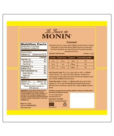 Monin Gourmet Caramel Sauce - Rich & Buttery 64 Fl Oz | Gluten-Free & Non-GMO | Perfect for Desserts, Coffee, and Snacks - Buy Online on GoSupps.com