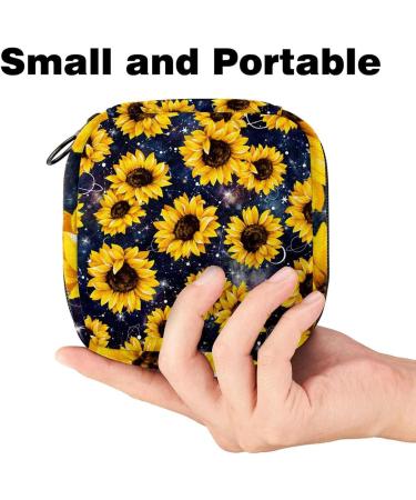Women's Yellow Sunflower Binding-Up Bag | Tampon Storage with Zip Pockets - Stylish & Functional Menstrual Organizer - Buy Online on GoSupps.com