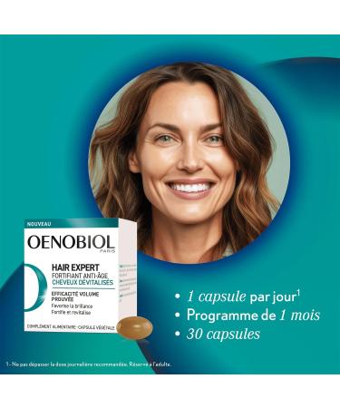OENOBIOL HAIR EXPERT Anti-Aging Fortifier - New - Grape Marc and Ceramides - Proven effectiveness - Promotes shine - Fortifies and revitalizes - Food supplement 30 capsules - 1 month - Buy Online on GoSupps.com