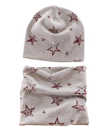 VUCDXOP Baby Children's Cotton Hat Scarf Set Winter Boys Girls Beanie Hats + Tube Scarf Set of 2 Autumn Winter Soft Cotton Beanie Hat Neckerchief Round Scarf Neck Warmer Set Color#4 S (Suitable for 0-6 Months baby)