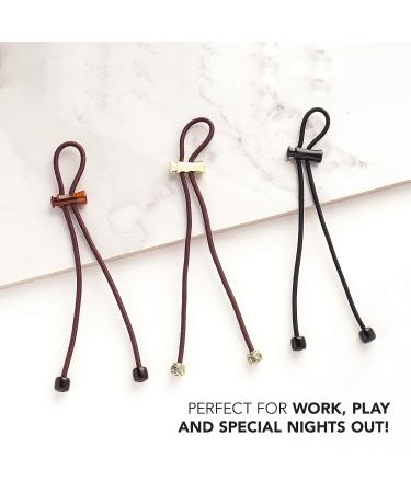 Pulleez Plus Sliding Ponytail Holder - Set of 4 Acrylic Charms - Brown & Black Elastic Hair Ties - Buy Online on GoSupps.com