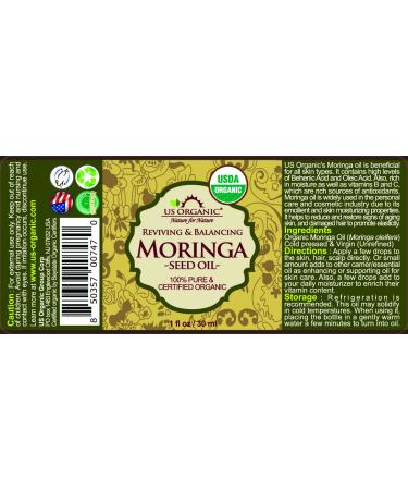 USDA Certified Organic Moringa Oil | 100% Pure Cold Pressed Vegan Oil for Skin Hair & Body | Moisturizer for Fine Lines & Wrinkles - 1 oz - Buy Online on GoSupps.com