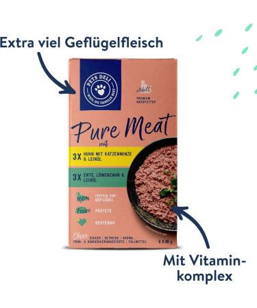 Pets Deli Pure Meat Wet Cat Food Multipack - Huhn & Duck Gluten-Free & Sugar-Free 6 x 85g | Premium Quality for Healthy Cats - Buy Online on GoSupps.com