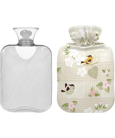 NAANLE Transparent Hot Water Bottle with Lid - Floral Design for Pain Relief & Therapy | 1L Heat Bottle for Back & Foot Warmth - Buy Online on GoSupps.com
