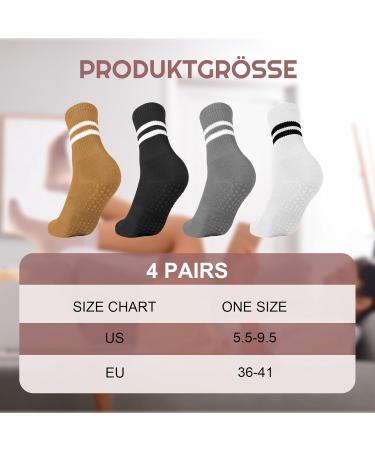 4 Pairs Non-Slip Yoga Socks for Women - Anti-Slip Pilates & Dance Socks (Black Sizes 36-41) - Perfect for Fitness Aerobics & Home Use - Buy Online on GoSupps.com
