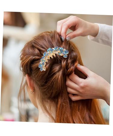 Angoily Diamond ponytail top clip hair comb alloy Korean version decorate hairpin rhinestones headgear back of head spring petal hair comb issue card hair jewelry large bride Hair up - Buy Online on GoSupps.com