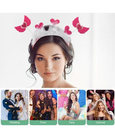 minkissy Valentines Day Headpieces Rosy Heart Head Bopper Love Wing Hair Hoop Glitter Heart Hair Band Wedding Valentines Day Hair Accessories for Women and Girls - Buy Online on GoSupps.com