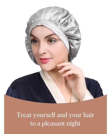 Lilysilk 100% Mulberry Silk Sleeping Cap - Breathable & Slippery Night Hat for All Hair Types | Silver Gray - Buy Online on GoSupps.com