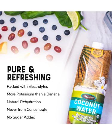 Nature's Greatest Foods Organic Coconut Water - USDA Organic Certified, No Sugar Added, Pure & Refreshing - 33.8 fl oz (Pack of 6) - Buy Online on GoSupps.com