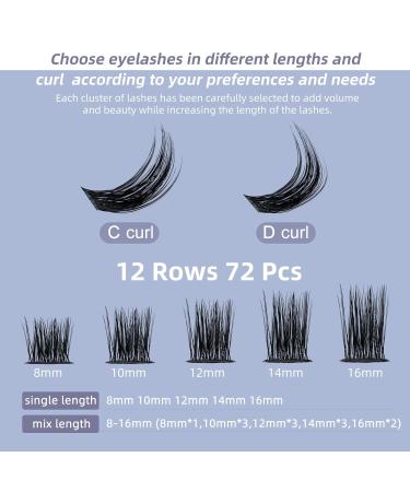 Buy Quewel Individual Eyelash Clusters C Curl Mix 8-16mm - DIY Eyelash Extensions for Stunning Eye Makeup - 1 Piece Pack - Buy Online on GoSupps.com