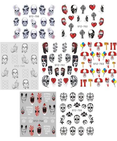 Halloween Nail Stickers - Day of The Dead Water Transfer Decals for DIY Nail Art | Skull Ghost Eye Spider Witch Horror Design | 25 Sheets for Halloween Party - Buy Online on GoSupps.com