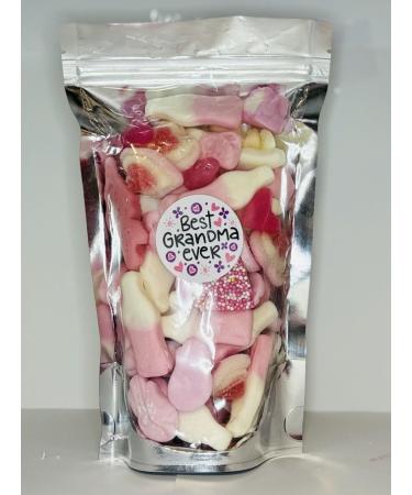 Best Grandma Ever Pink Filled Pick N Mix Sweet Treat Pouch Birthday Present Gift Mothers Day 200g