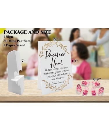 Baby Pacifier Hunt Game Set - 8 Signs, 50 Mini Acrylic Pacifiers - Gender Reveal & Baby Shower Activities - Gender Neutral BPH06 - Buy Online on GoSupps.com