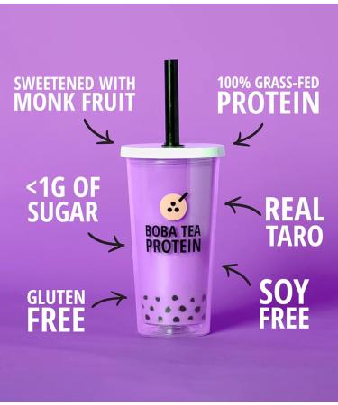 Boba Tea Protein Taro Milk | 25g Grass-Fed Whey Protein Isolate Powder | Gluten-Free & Soy-Free Bubble Tea Drink | Real Ingredients & Lactose-Free Protein Drink | 25 Servings - Buy Online on GoSupps.com