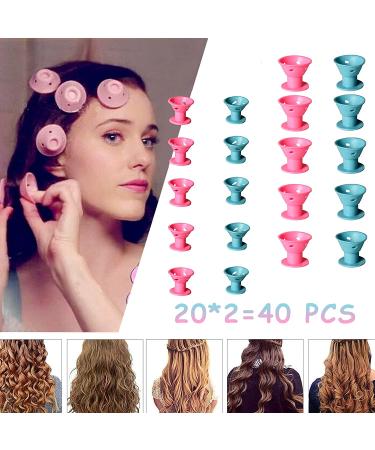 Smilco Silicone Hair Rollers Set - 40 Pcs Magic Curlers for Women Girls (Pink&Blue) - Buy Online on GoSupps.com