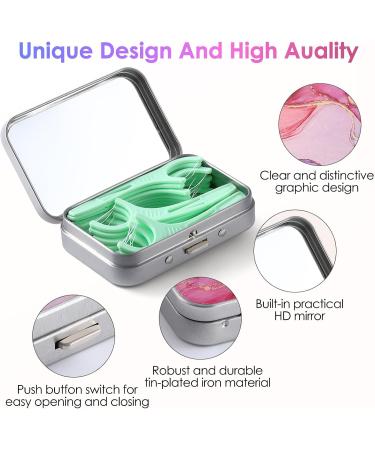 Gerkia Portable Dental Floss Box | Travel-Friendly Dental Floss Picks & Silk Dispenser | Pink Marble Design - Buy Online on GoSupps.com