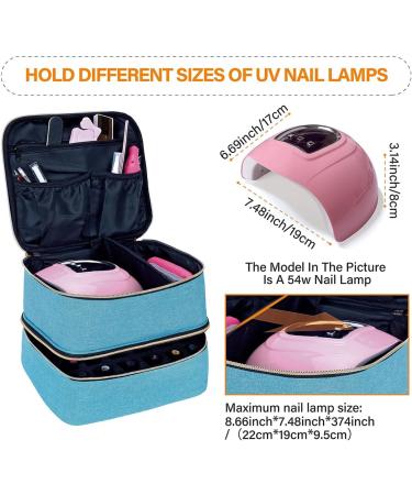 UOZL Nail polish storage bag handheld double-layer cosmetic bag storage bag with adjustable partitions for storing nail polish manicure lamps manicure tools essential oils and Travel Black Light Light Green - Buy Online on GoSupps.com