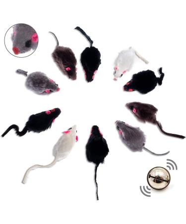Elanox 10 Set Spielm us Spielmaus 10 pieces with bell i without plastic parts outside (eyes nose) soaked into catnint cat toys for all catum races (10 pieces of mix) - Buy Online on GoSupps.com