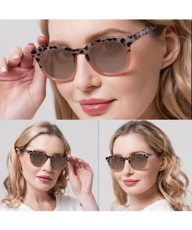 LianSan Women's Invisible Bifocal Reading Sunglasses | Retro UV Protection Sun Readers | Spring Hinge | Pink Tortoise Fashion | 200.0x Magnification - Buy Online on GoSupps.com