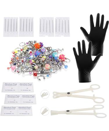 Xpircn 120PCS Piercing Kit Stainless Steel Acrylic 14G 16G - Piercing Jewelry Set with Nose, Septum, Lip, Tongue, Eyebrow, Tragus, Belly, Nipple Barbell Rings - Silver&Acrylic - Buy Online on GoSupps.com